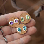 Load image into Gallery viewer, Stone stud earrings in silver #3 • Amethyst (ready to ship)
