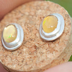 Load image into Gallery viewer, Stone stud earrings in silver #13 • Ethiopian Opal (ready to ship)
