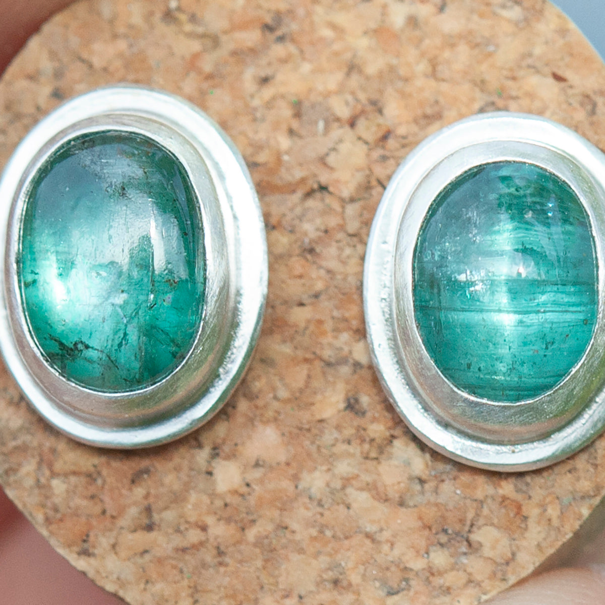 Stone stud earrings in silver #9 • Kyanite (ready to ship)