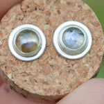 Load image into Gallery viewer, Stone stud earrings in silver #10 • Labradorite (ready to ship)
