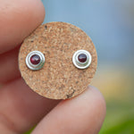 Load image into Gallery viewer, Stone stud earrings in silver #6 • Garnet (ready to ship)
