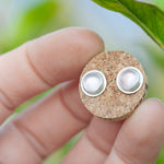 Load image into Gallery viewer, Stone stud earrings in silver #4 • Rose Quartz (ready to ship)

