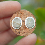 Load image into Gallery viewer, Stone stud earrings in silver #12 • Rutilated quartz (ready to ship)
