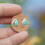 Load image into Gallery viewer, Stone stud earrings in silver #14 • Turquoise (ready to ship)

