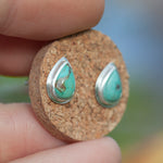 Load image into Gallery viewer, Stone stud earrings in silver #14 • Turquoise (ready to ship)
