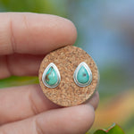 Load image into Gallery viewer, Stone stud earrings in silver #14 • Turquoise (ready to ship)
