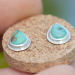 Load image into Gallery viewer, Stone stud earrings in silver #14 • Turquoise (ready to ship)
