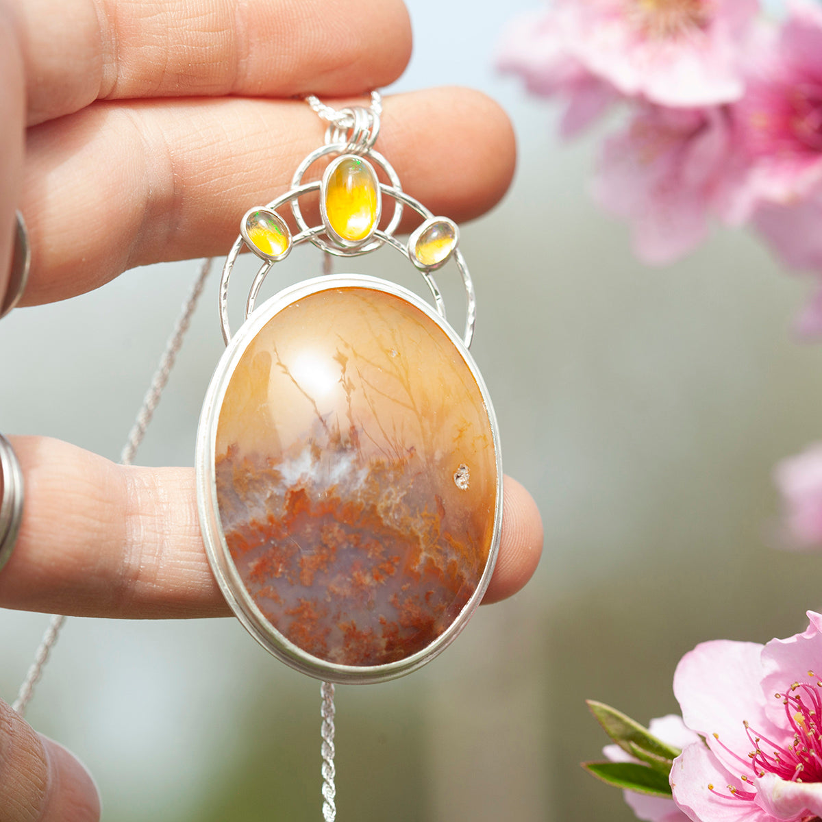 OOAK Aurae pendant #17 • Agate & Opal (ready to ship)