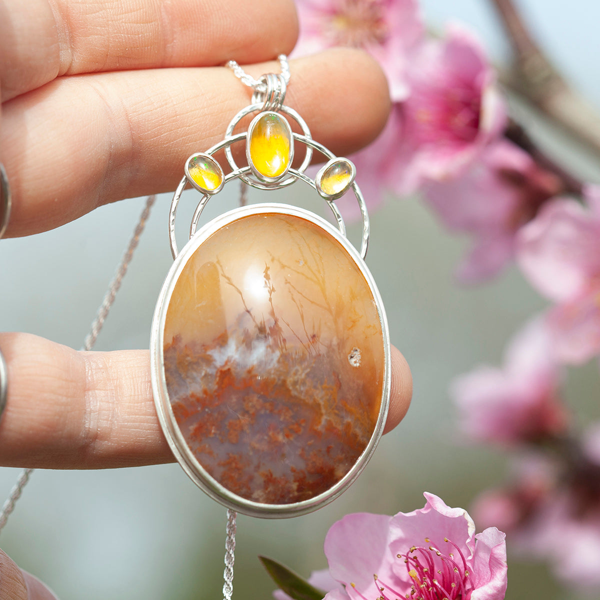 Unikat Aurae Anhänger #17 • Achat & Opal (versandbereit)