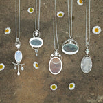 Cargar imagen en el visor de la galería, OOAK Aurae pendant #16 • White agate, Opals &amp; Kyanite ~ REVERSIBLE ! (ready to ship)
