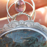 Cargar imagen en el visor de la galería, OOAK Aurae pendant #15 • Moss agate, Tourmaline &amp; White Labradorite (ready to ship)

