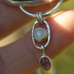 Cargar imagen en el visor de la galería, OOAK Aurae pendant #15 • Moss agate, Tourmaline &amp; White Labradorite (ready to ship)

