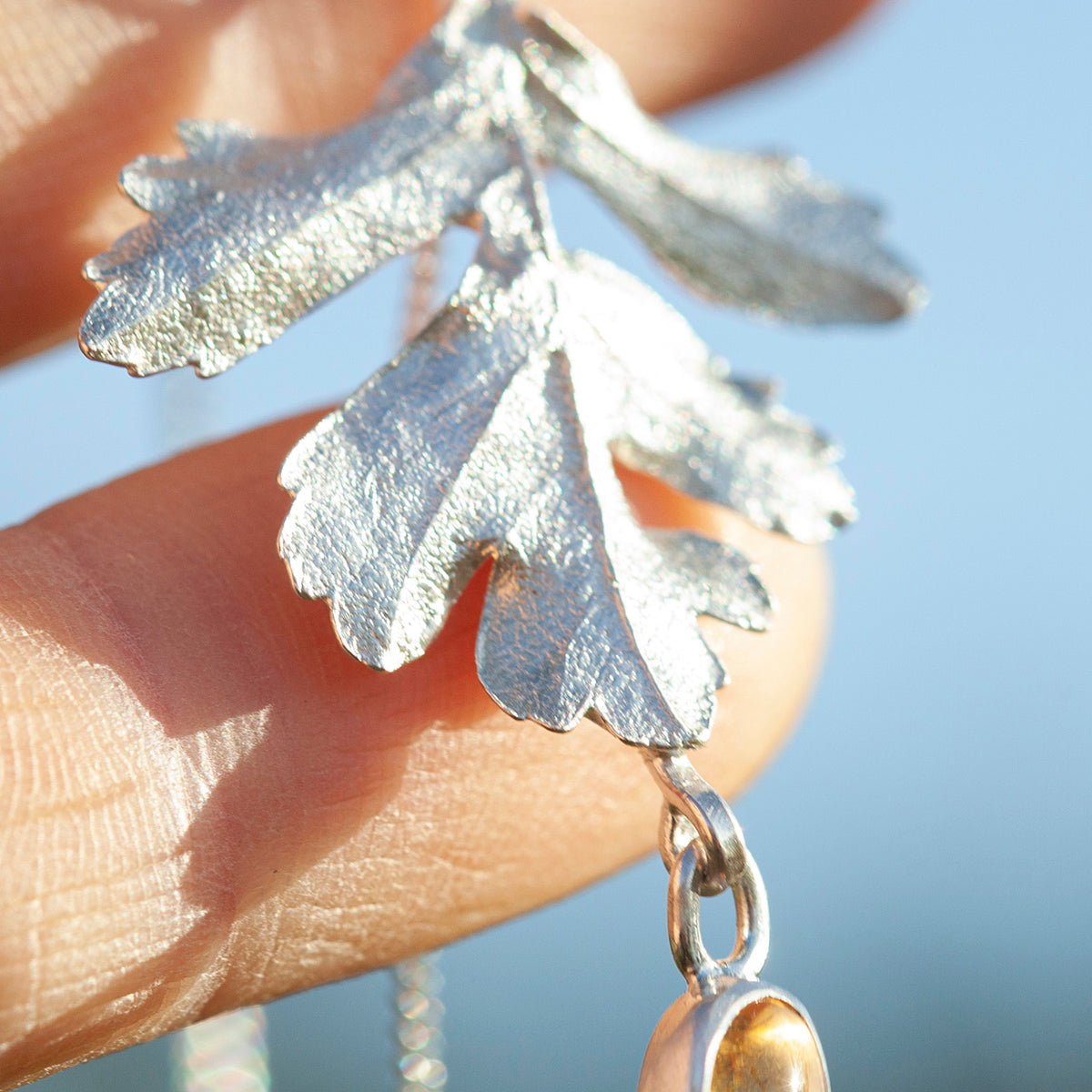 OOAK Leaf pendant in silver #9 • Citrines (ready to ship)
