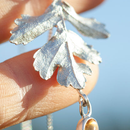 OOAK Leaf pendant in silver #9 • Citrines (ready to ship)