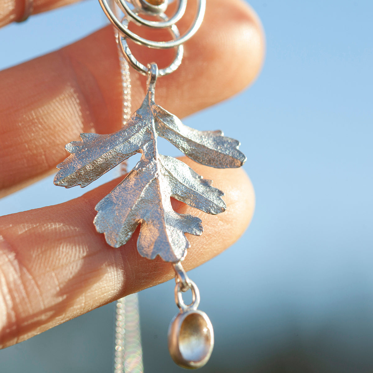 OOAK Leaf pendant in silver #9 • Citrines (ready to ship)