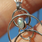 Cargar imagen en el visor de la galería, OOAK Leaf pendant in silver #6 • White Labradorite &amp; Kyanite (ready to ship)
