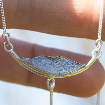 OOAK Oona silver necklace #4 • Dendritic agate & casted leaf (ready to ship)