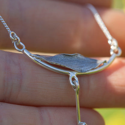 OOAK Oona silver necklace #4 • Dendritic agate & casted leaf (ready to ship)
