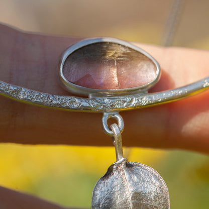 Pièce unique Collier Oona en argent #3 • Tourmaline pastèque & feuille coulée (prêt à expédier)
