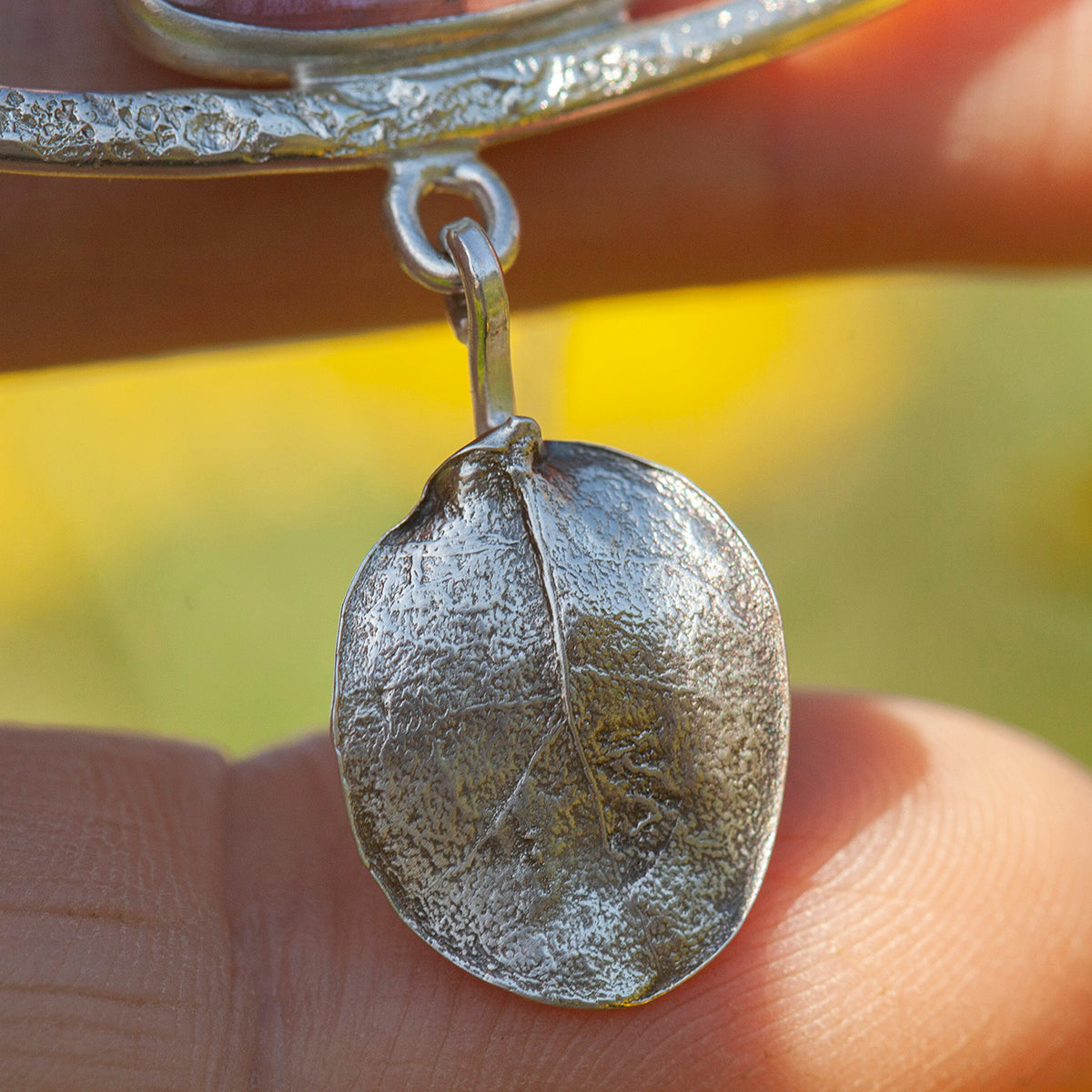 Pièce unique Collier Oona en argent #3 • Tourmaline pastèque & feuille coulée (prêt à expédier)