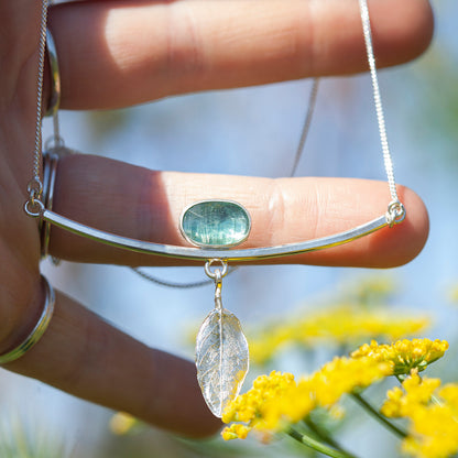OOAK Oona silver necklace #2 • Kyanite & casted leaf (ready to ship)