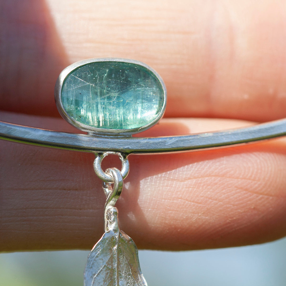 OOAK Oona silver necklace #2 • Kyanite & casted leaf (ready to ship)