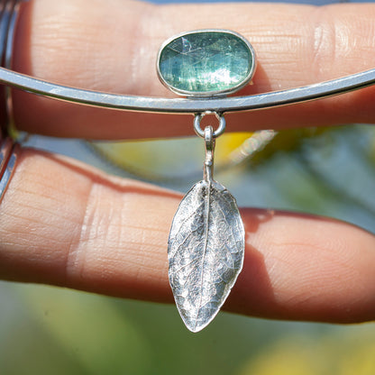 OOAK Oona silver necklace #2 • Kyanite & casted leaf (ready to ship)
