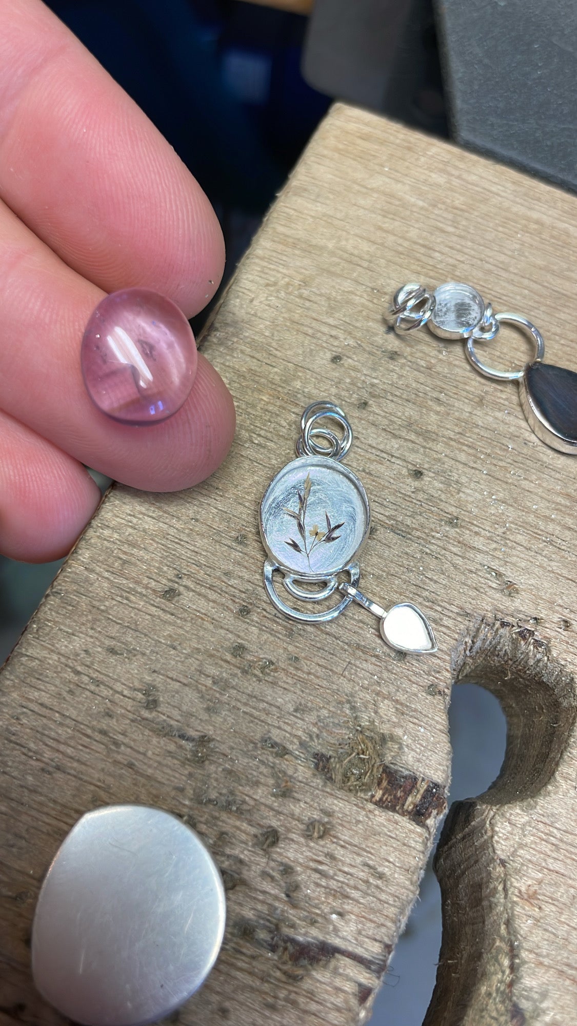 OOAK Osmose pendant #51 ~ with captured plant • Amethyst (ready to ship)