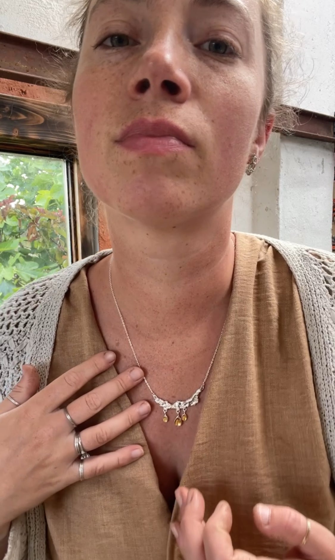 OOAK Lava necklace #4 • Citrine & Opal (ready to ship)