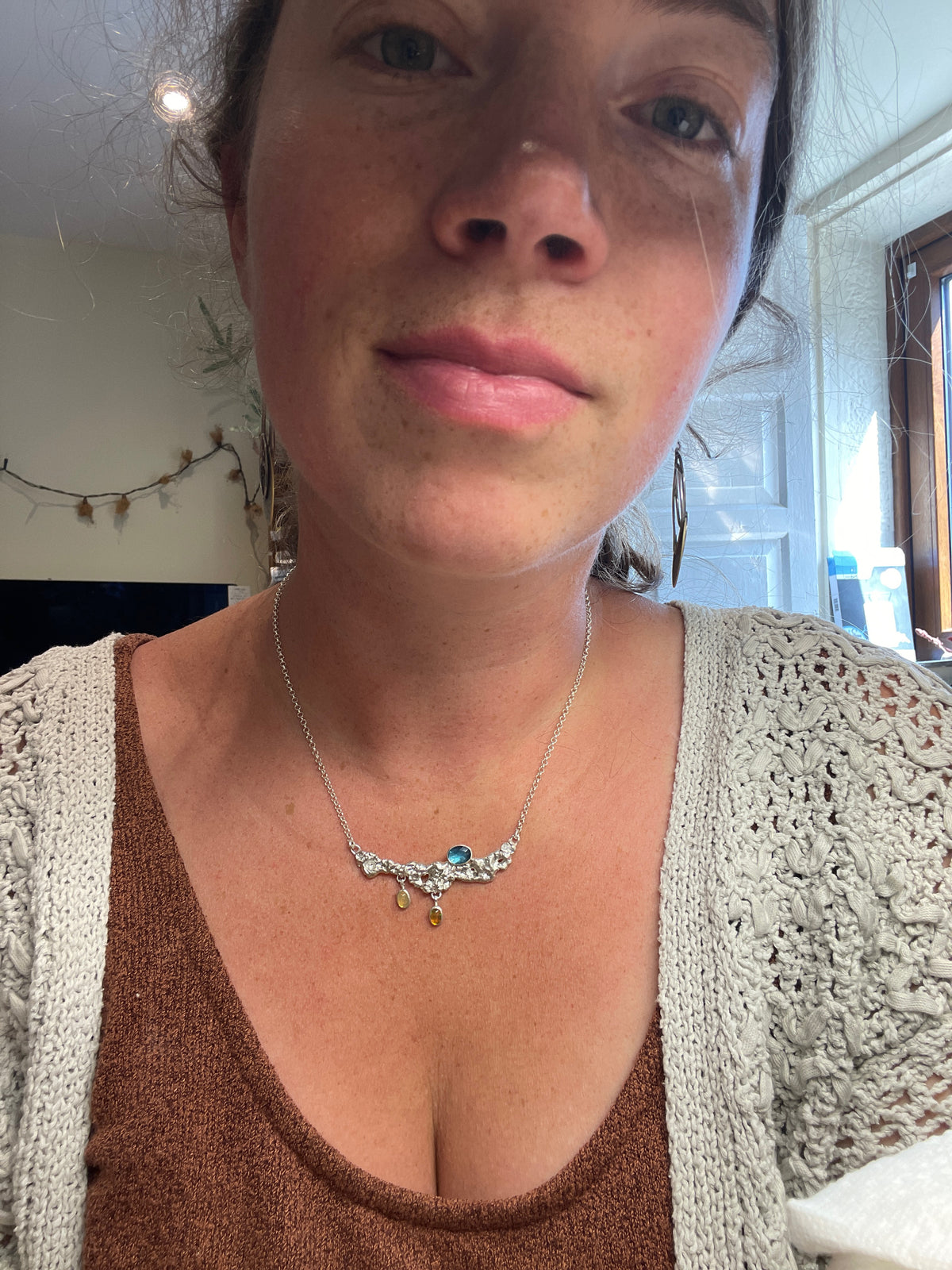 OOAK Lava necklace #10 • kyanite & Opal (ready to ship)