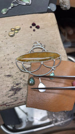 Video laden en afspelen in Gallery-weergave, OOAK Healing Tears silver pendant #3 • Fossil coral &amp; Kyanite (ready to ship)
