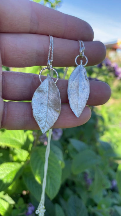 OOAK Blueberry Leaf pendant in silver #10 (ready to ship)