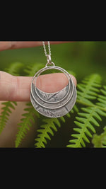 Load and play video in Gallery viewer, OOAK • Vegetal Moon pendant #25 • silver &amp; brass (ready-to-ship)
