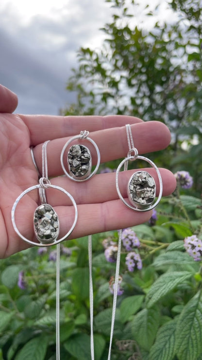 OOAK Mae pendant in silver #30 • Druzy Pyrite (Ready to ship)