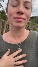 Charger et lire la vidéo dans la visionneuse de la Galerie, OOAK Leaf pendant in silver #7 • White Labradorite ~ Rainbow Moonstone (ready to ship)
