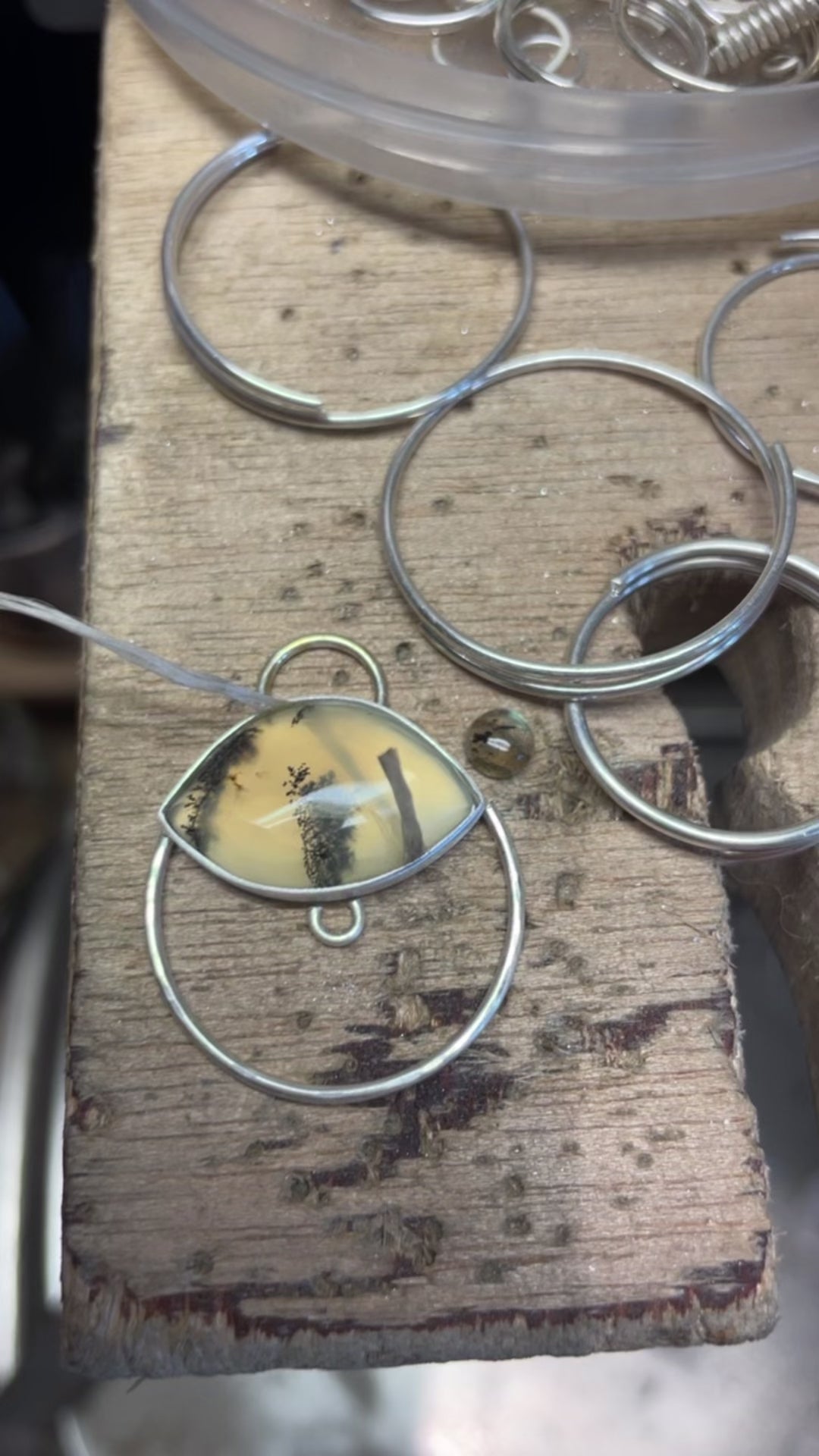 OOAK Healing Tears silver pendant #2 • Dendritic Opal & Kyanite (ready to ship)