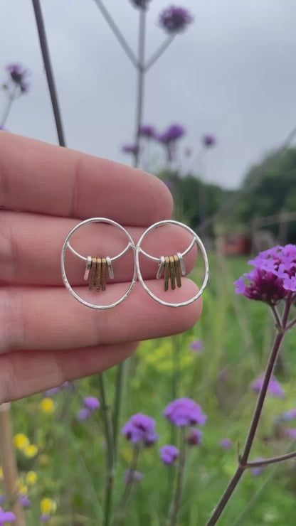 Pieza única Pendientes Selva en plata y latón #4  (listo para enviar)