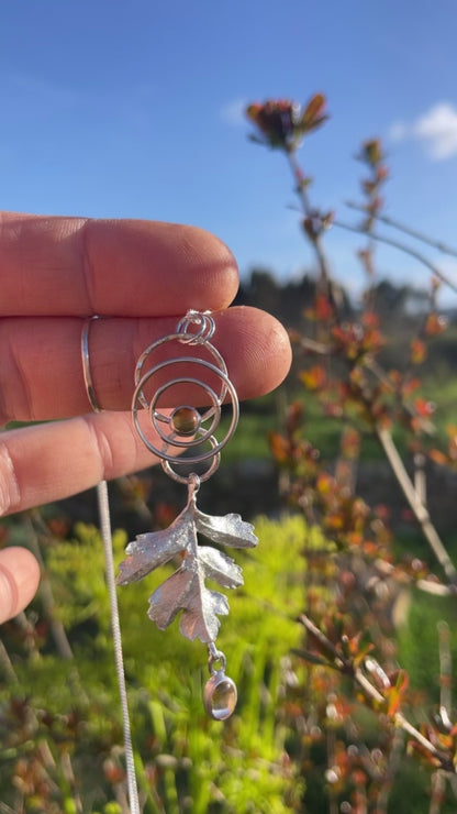 OOAK Leaf pendant in silver #9 • Citrines (ready to ship)