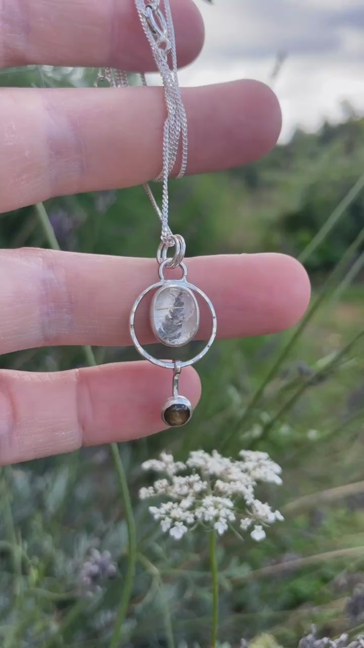 OOAK Osmose pendant #57 ~ with captured plant • Rutilatez Quartz & Labradorite (ready to ship)