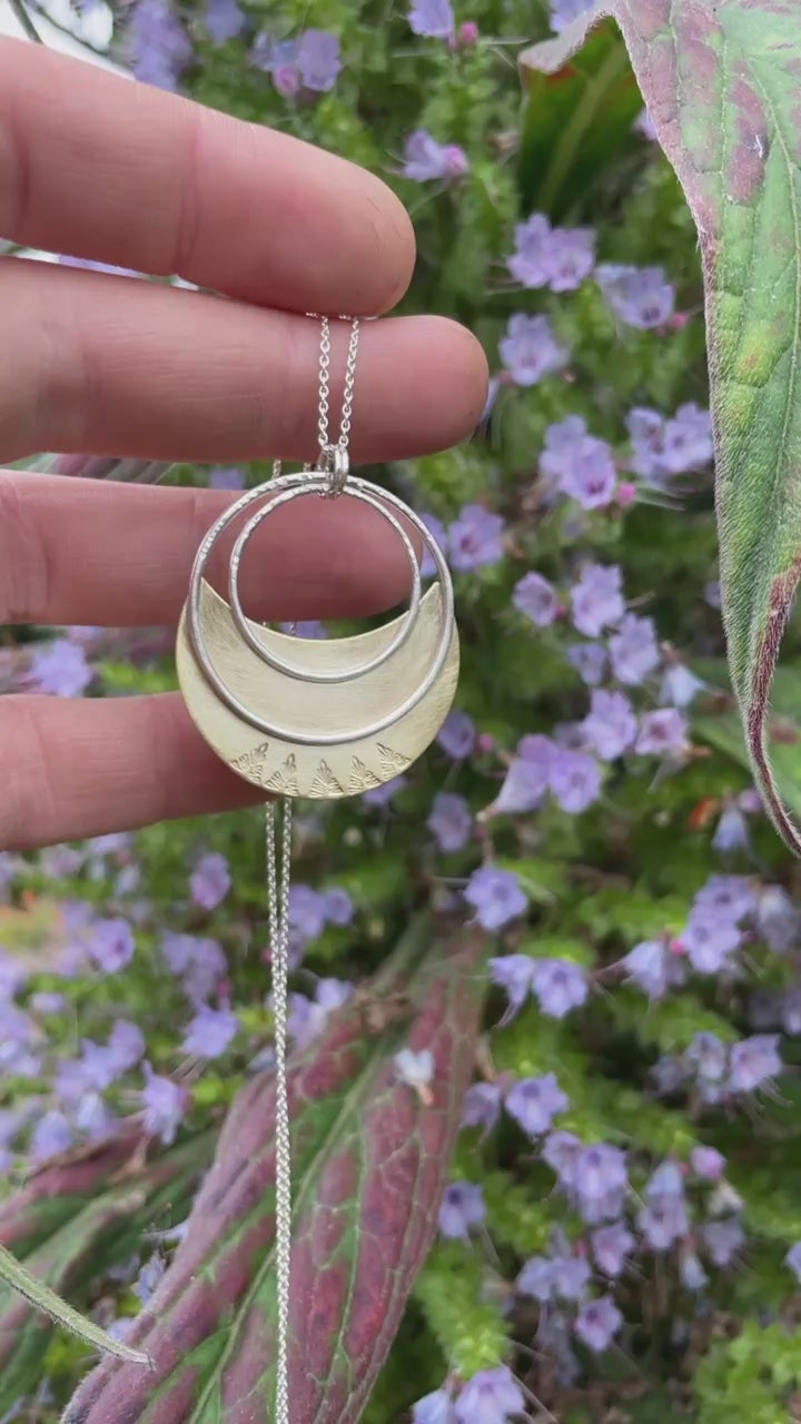 OOAK • Crescent moon pendant in silver & brass #24 (ready to ship)