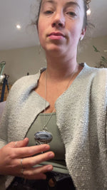 Load and play video in Gallery viewer, OOAK Aurae pendant #13 • Dendritic Opal, Kyanite &amp; moonstone (ready to ship)
