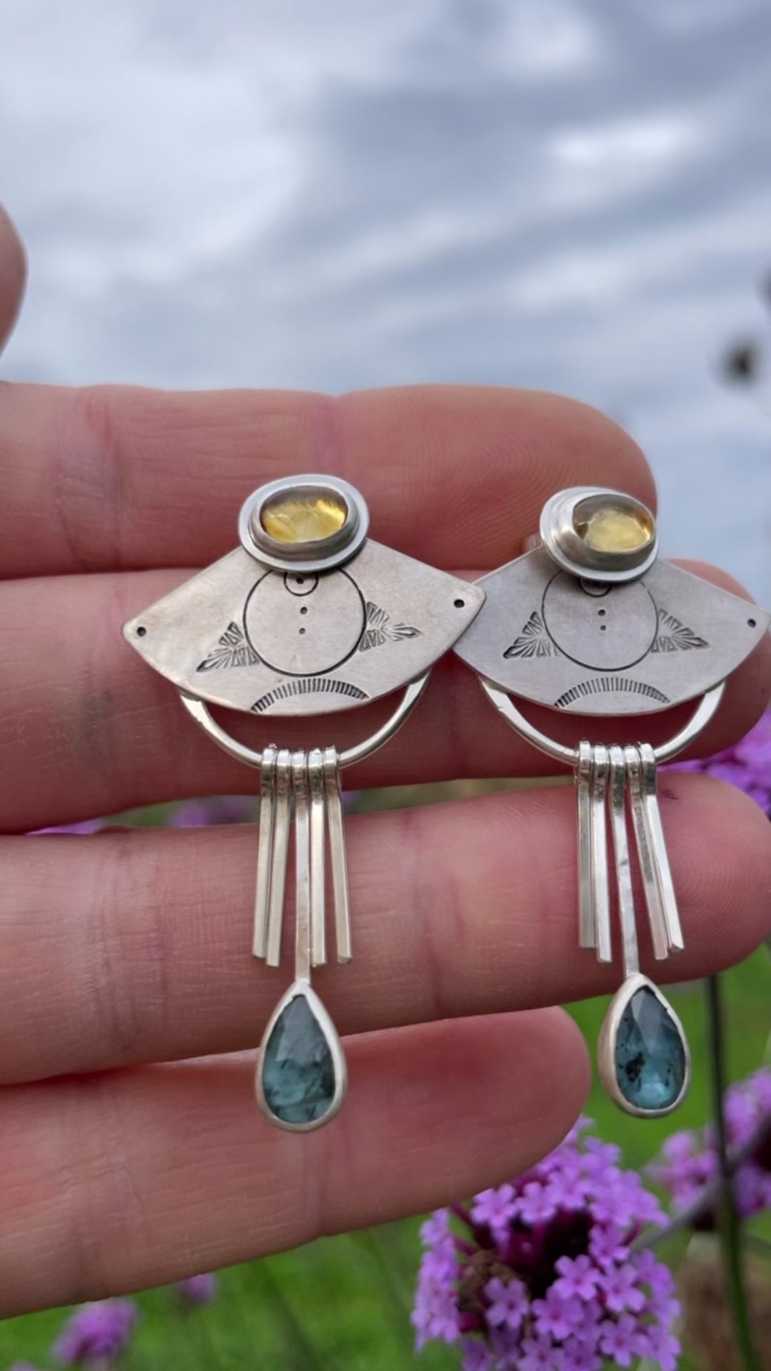 OOAK Aina earrings #14 • Kyanite & citrine (ready to ship)