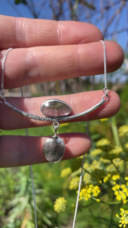 Pièce unique Collier Oona en argent #3 • Tourmaline pastèque & feuille coulée (prêt à expédier)