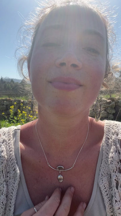 Pièce unique Collier Oona en argent #3 • Tourmaline pastèque & feuille coulée (prêt à expédier)