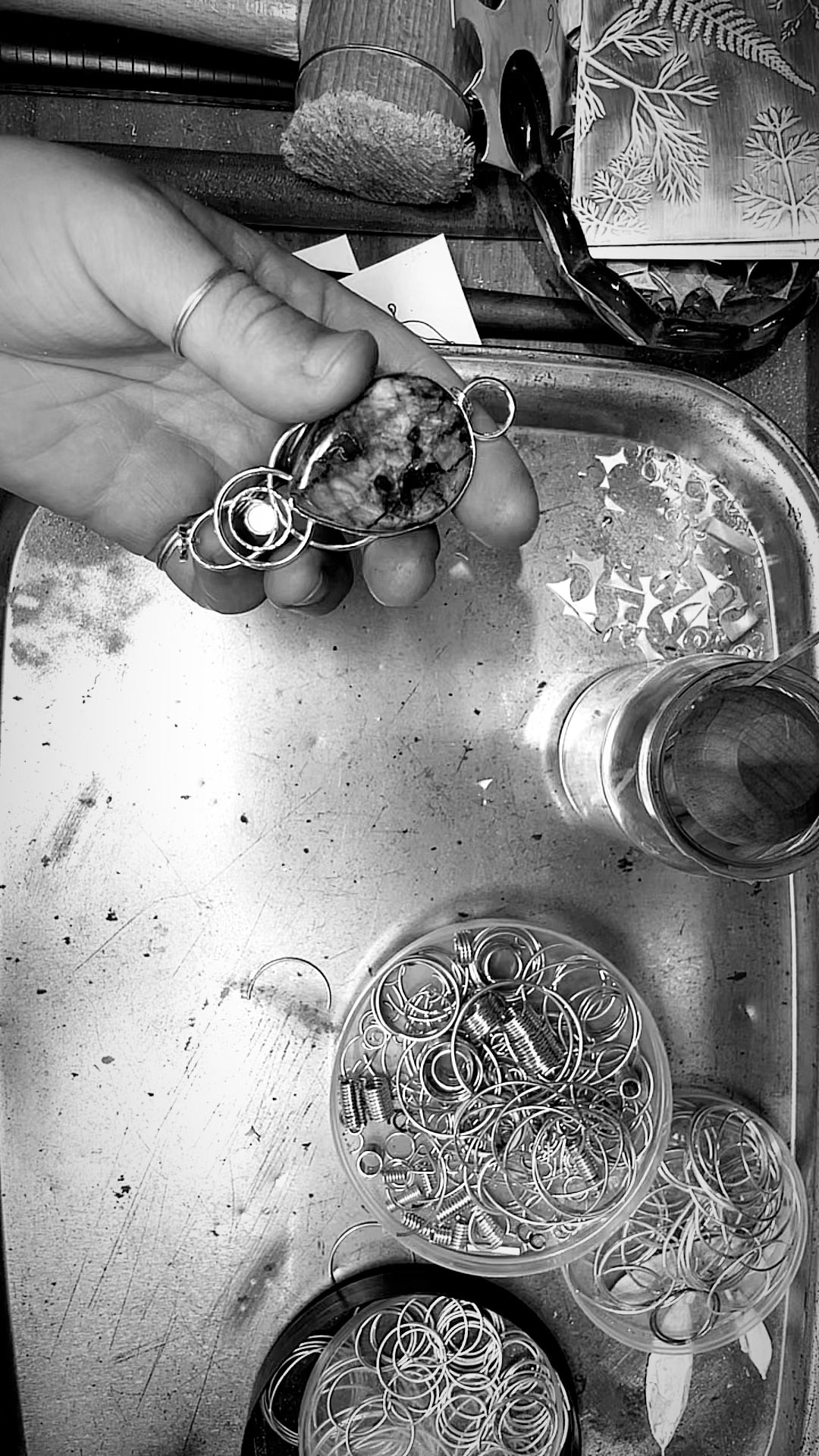 OOAK Aurae pendant #8 • Azurite Chrysocolla, Kyanite & White Labradorite (ready to ship)