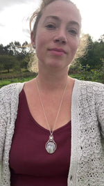 Load and play video in Gallery viewer, OOAK Aurae pendant #11 • Plume agate &amp; Moonstone (ready to ship)
