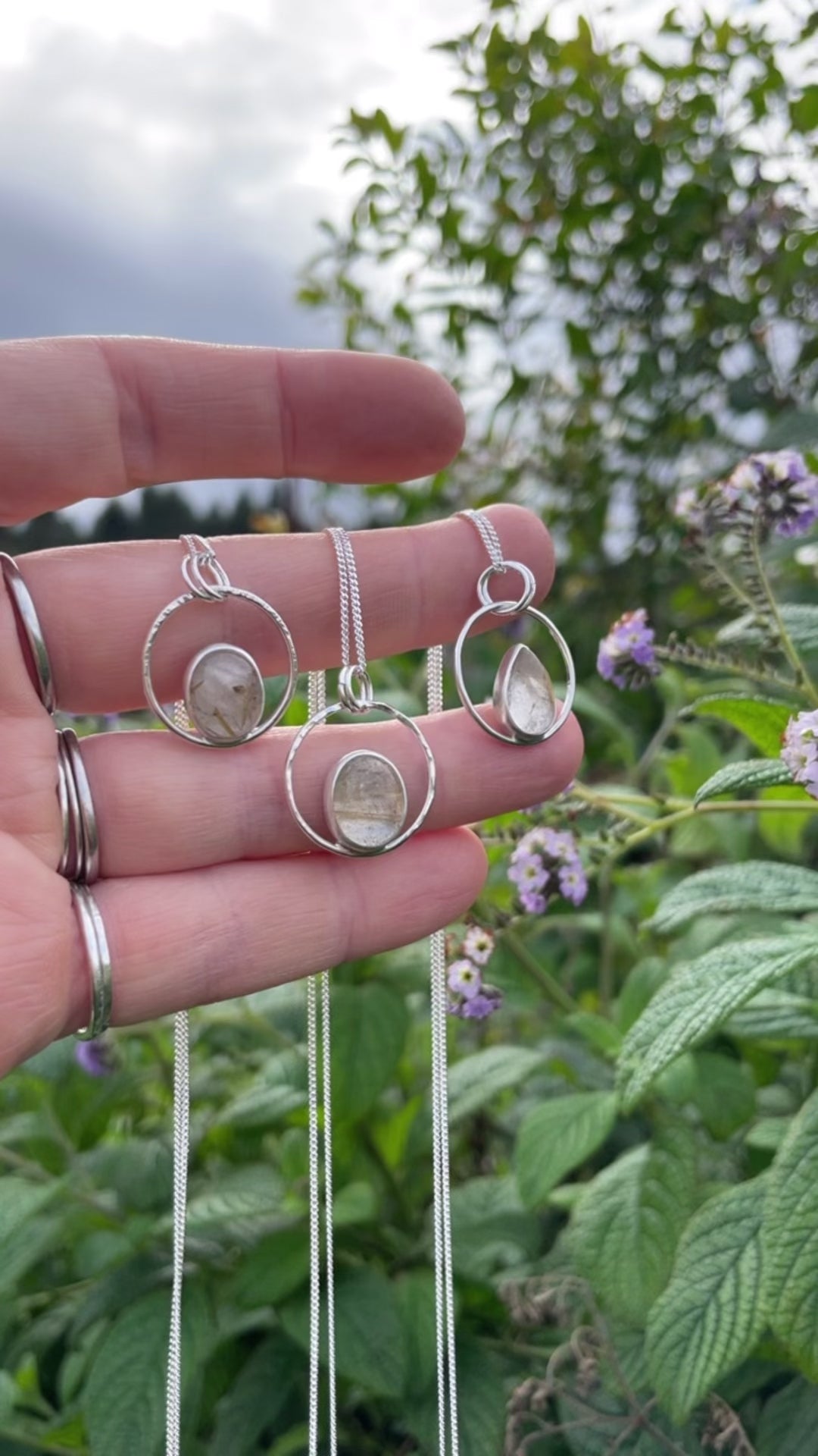 OOAK Mae pendant in silver #9 • Rutilated quartz  (Ready to ship)