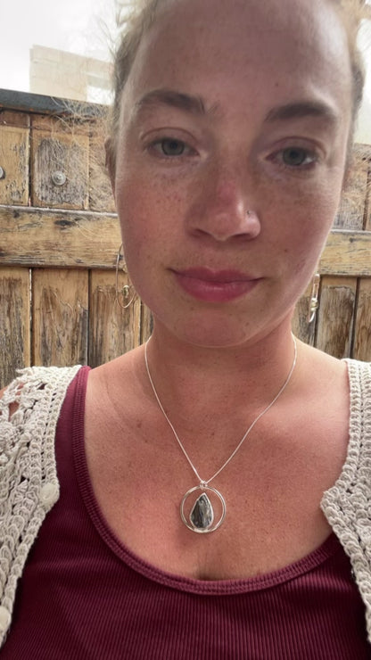 OOAK Mae pendant in silver #34 • rough Labradorite (Ready to ship)