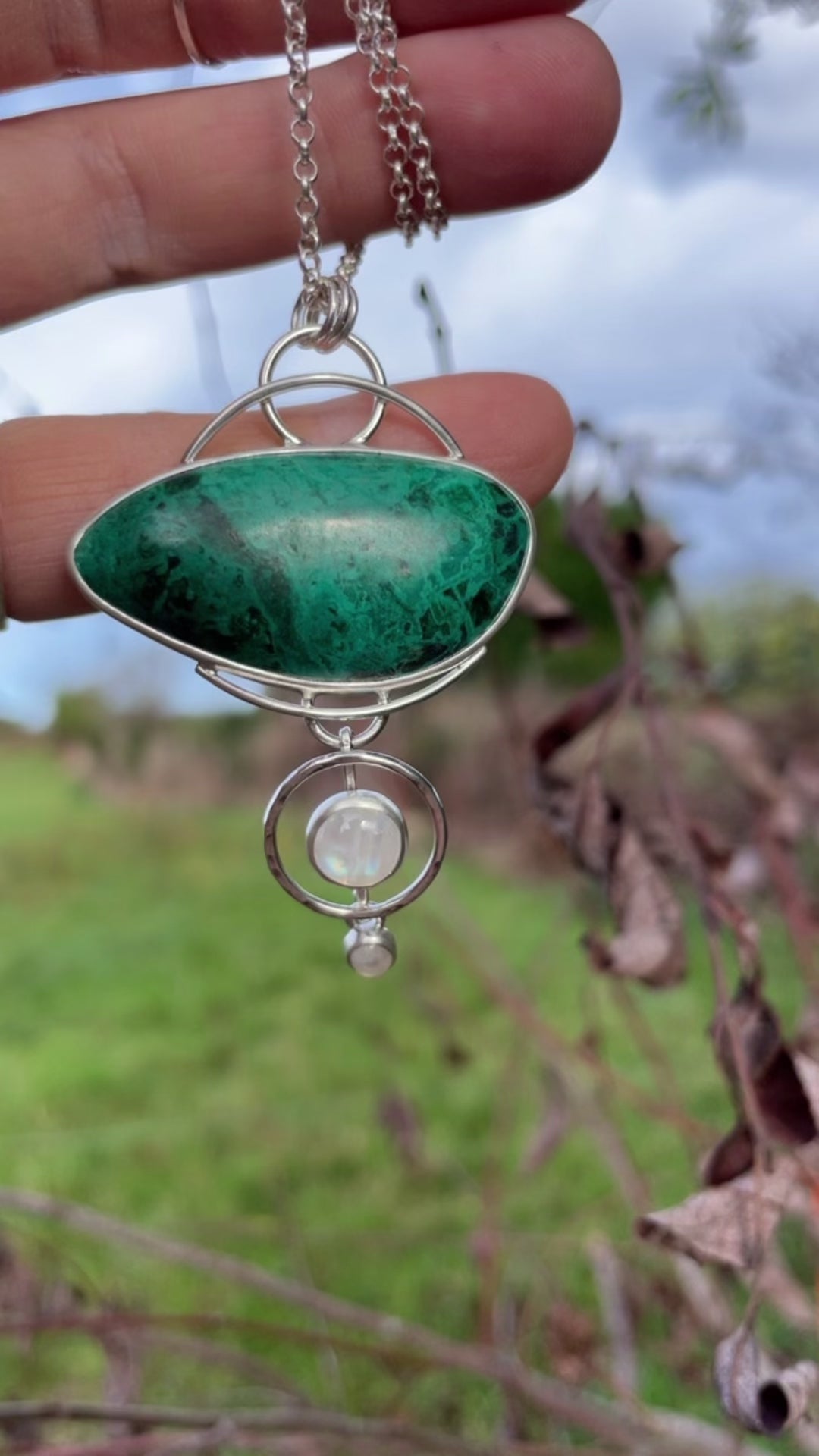 OOAK Aurae pendant #14 • Chrysocolla & White Labradorite (ready to ship)