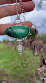 Load and play video in Gallery viewer, OOAK Aurae pendant #14 • Chrysocolla &amp; White Labradorite (ready to ship)
